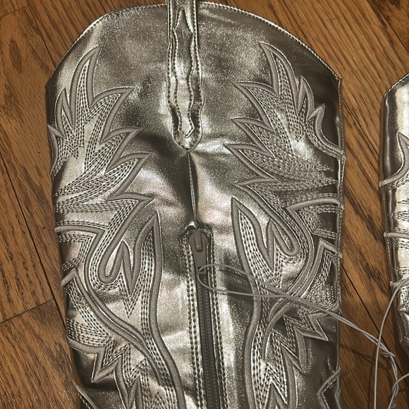 Altar’d State Mettalix Silver Cowboy Boots - Picture 3 of 7